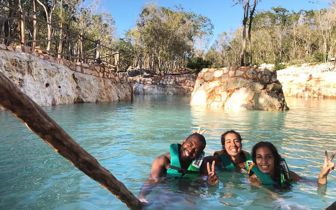Chichen Adventure park, swimming in the Cenote Rio Maya