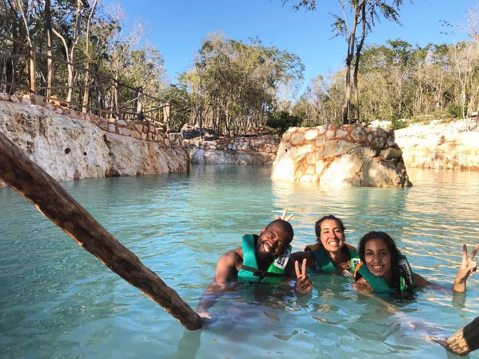 Chichen Adventure park, swimming in the Cenote Rio Maya